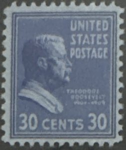 Scott #830 1938 30¢ Presidential Series Theodore Roosevelt MNH OG