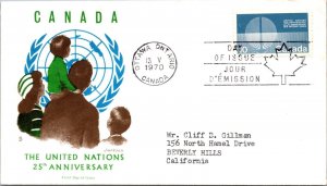 Canada 1970 FDC - The UN 25th Anniversary - Ottawa, Ont - J3980