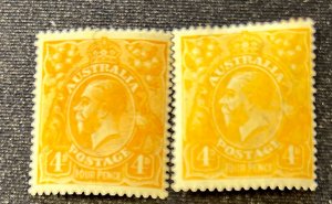 Australia 31 and 31a, 1915. Wmk 9.  Both OG,  VF,  31a VLH, 31NH.