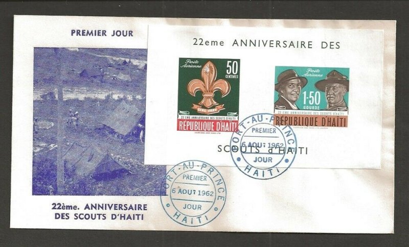 1962 Haiti Boy Scouts 22nd anniversary BP SS FDC