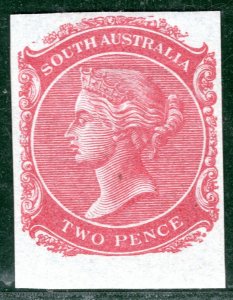 SOUTH AUSTRALIA QV Stamp 2d Claret/Blued Paper (1868) COLOUR TRIAL Mint LBLUE29