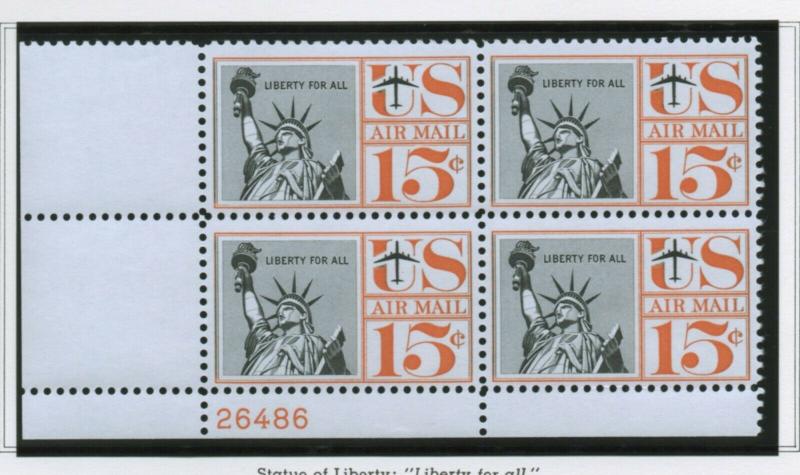 ALLY'S STAMPS US Plate Block Scott #C58 15c Liberty, Original [4] MNH F/VF [STK]
