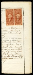 US #R70c PAIR, on Indenture, December 17, 1867,  large approx 17 x 24 inches,...