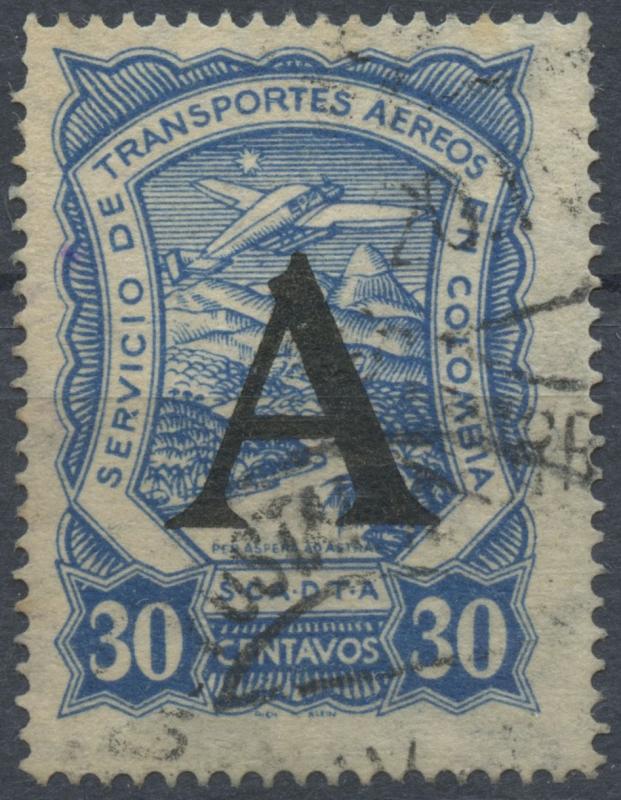 Colombia SCADTA 1923 Used Stamp | Scott #CLA27 | A (Germany) Overprint