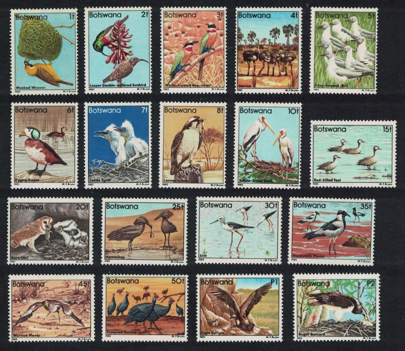 Botswana Birds Weaver Sunbird Ostrich Gull Egret Falcon Stork 18v COMPLETE