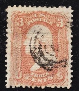 US Stamp #85 3c Rose Washington  D Grill USED SCV $1100