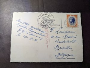 1956 Monaco Royalty Maxi Postcard Cover Monte Carlo to Brussels Belgium