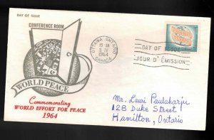 CANADA FDC Scott # 416 - World Peace Issue - Unknown Cachet