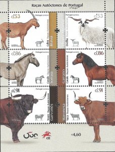 Portugal 2020 MNH Stamps Souvenir Sheet Scott 4190 Animals Breeding Cattle Horse