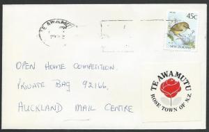 NEW ZEALAND 1992 cover TE AWAMUTU ROSE TOWN Cinderella.....................13260