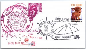 US SPECIAL PICTORIAL POSTMARK COVER ZEPPELIN 50 YEARS LOCAL (ONLY 130 ISSUED) E