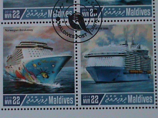​MALDIVES-2019 WORLD FAMOUS CRUISE SHIPS-CTO SHEET VERY FINE LAST ONE