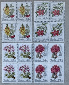 Namibia 1994 Flowers in blocks of 4, MNH.  Scott 762-765, CV $7.00