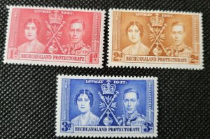 British Bechuanaland, Mint,  George VI Coronation, set of 3, SCV$.95