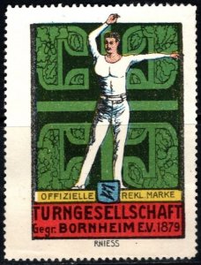 Vintage Germany Poster Stamp Bornheim Gymnastics Society Founded 1879