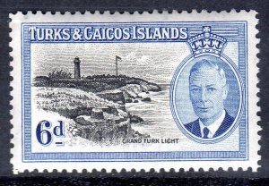 TURKS & CAICOS-,,,1950- ...SG 228 ..  6d -  Lightly Hinged -  cv £3.50 