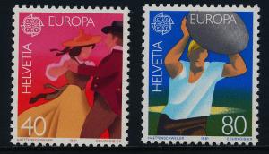 Switzerland 699-700 MNH EUROPA, Dancing, Stone Putting