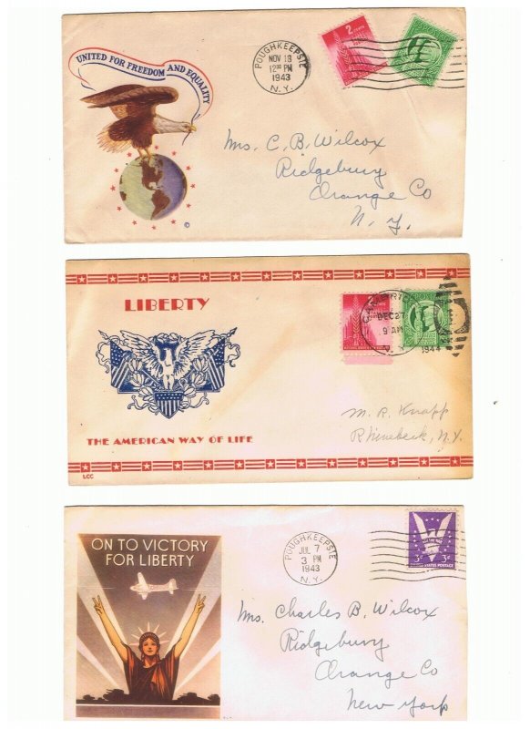 6 Minkus WWII patriotic covers postally used