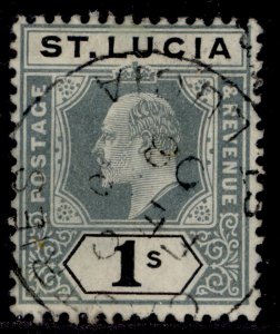 ST. LUCIA EDVII SG74, 1s green & black, FINE USED. Cat £45. CDS