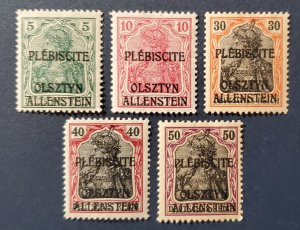 Allenstein 1-2, 6-8 -- 1920 German overprints