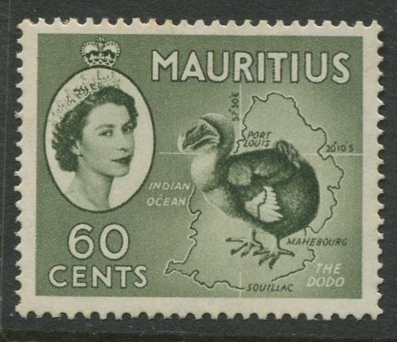 Mauritius - Scott 261 - QEII Definitives -1954 -MVLH -Single 60c Stamp