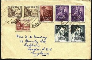 SPAIN 1956 cover to UK - nice franking.....................................99454