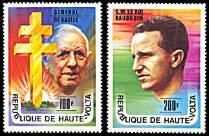 Upper Volta 434-435, MNH, Charles de Gaulle and King Baudouin