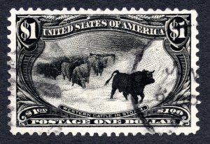 US 1898 $1 Cattle Stamp #292 Used with Cert Graded 75 CV $700