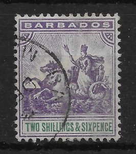 BARBADOS SG115 1903 2/6 VIOLET AND GREEN USED