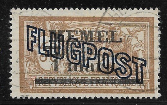 Memel - Air Post - Scott #C3 - 1M on 50c - Brown & Lavender - F-VF-Used