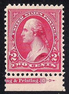 267 2 cent Washington, Carmine Stamp Mint OG H XF