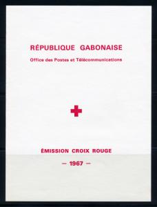 GABON 1967 RED CROSS SOUVENIR BOOKLET WITH 2 SHEETS OF 4 SCOTT C54a + C55a