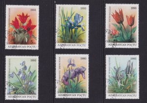 Azerbaijan  #379-384 cancelled 1993  flowers