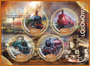 Stamps.Trains Retro Locomotivies  2021 year 1+1 sheets perf Cabo Verde