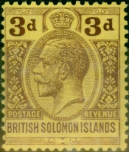 British Solomon Islands 1923 3d Purple-Pale Yellow SG28 Fine LMM