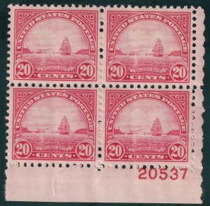 Sc# 698 U.S 1931 Golden Gate 20¢ plate number block 20537 MNH CV $60.00