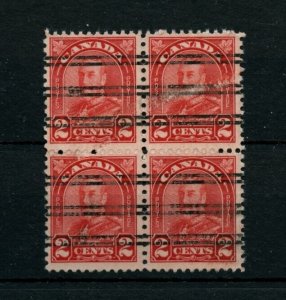 ?V-165 block of 4 Arch issue BAR PRECANCEL Cat$20 used Canada