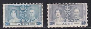 Aden # 14-15, 1937 Coronation, Hinged, 1/3 Cat.