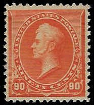 U.S. #229 Unused OG LH; 90c Perry (1890)