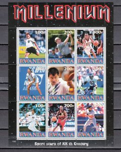 Rwanda, 1999 Cinderella issue. Sport Super Stars Sheet of 9. ^