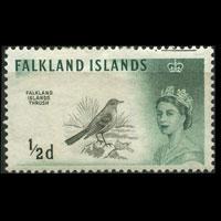 FALKLAND IS. 1960 - Scott# 128 Bird-Thrush 1/2p LH