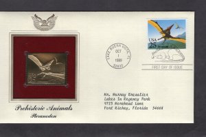 2423 Pteranodon, FDC PCS Gold Replica addressed