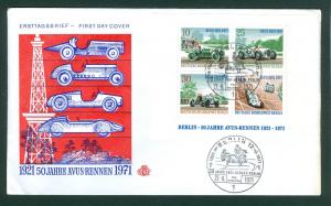 Germany.1971 FDC. With Souvenir Sheet. Avus Car Race Track.