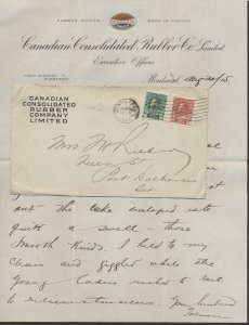 1915 Canadian Consolidated Rubber Co Cover with Letterhead Enclosure Montreal