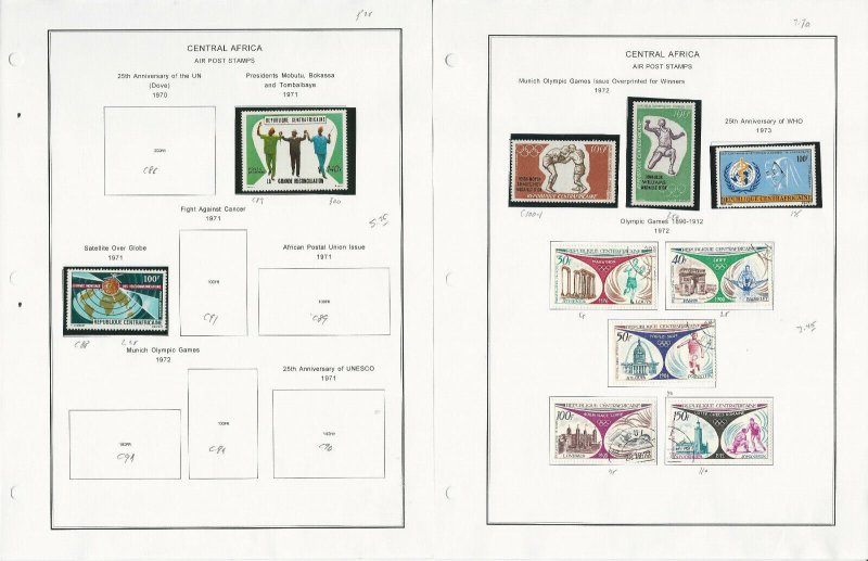 Central Africa Stamp Collection on 24 Steiner Pages, 1962-1976 BOB, JFZ
