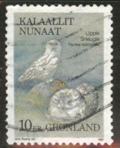 Greenland Scott 188 used 10K Owl bird key stamp 1987 CV$3.25