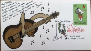 2022 Shel Silverstein FDC HAND DRAWN CACHET DCP Boy Named Sue Guitar 