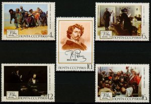 1969 USSR 3651-3655 125th anniversary of the birth of the artist Repin