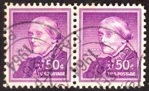 1955, US 50c, Susan B. Anthony, Used pair, Sc 1051