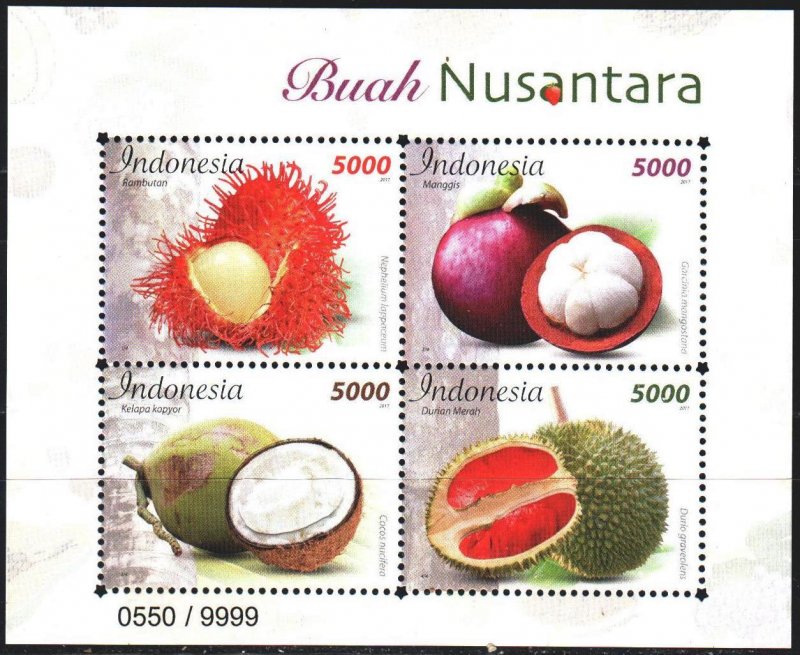 Indonesia. 2017. bl86. Fruit, gastronomy. MNH.